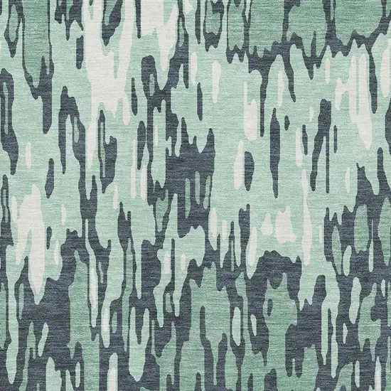 Sage And Ivory Striped Washable Area Rug With UV Protection Photo 2