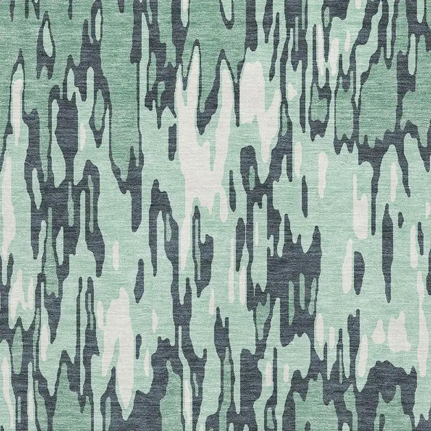 Sage And Ivory Striped Washable Area Rug With UV Protection Photo 2