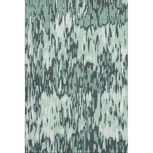 Photo of Sage And Ivory Striped Washable Area Rug With UV Protection