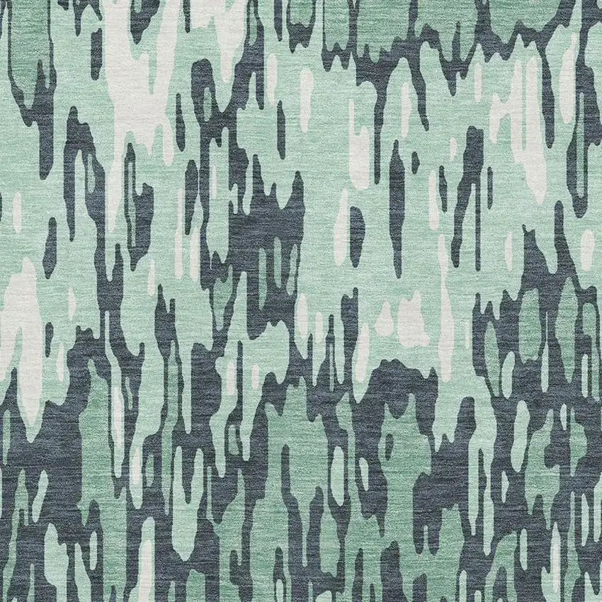 Sage And Ivory Striped Washable Area Rug With UV Protection Photo 2