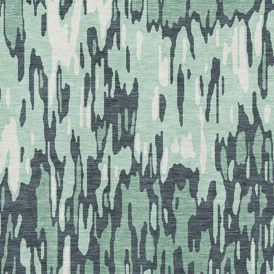 Sage And Ivory Striped Washable Area Rug With UV Protection Photo 2