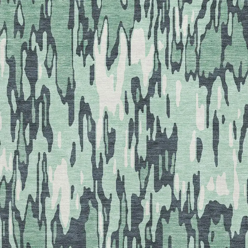 Sage And Ivory Striped Washable Area Rug With UV Protection Photo 2