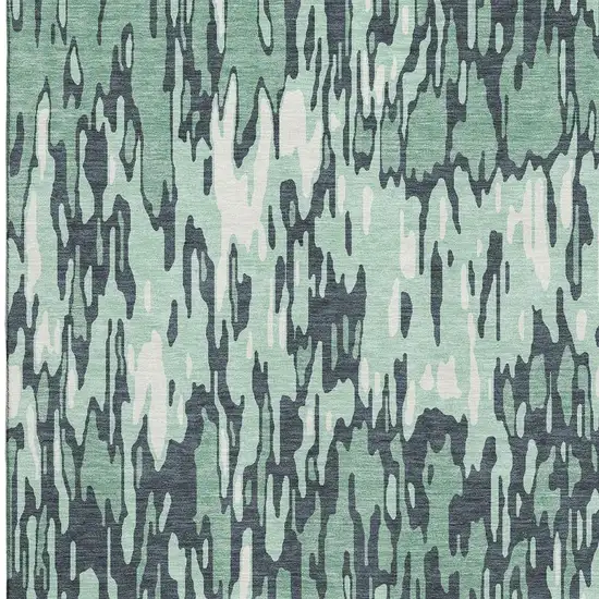 Sage And Ivory Striped Washable Area Rug With UV Protection Photo 3