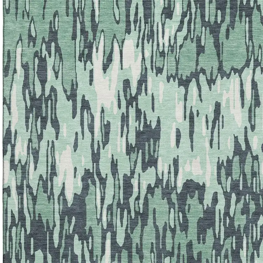 Sage And Ivory Striped Washable Area Rug With UV Protection Photo 3