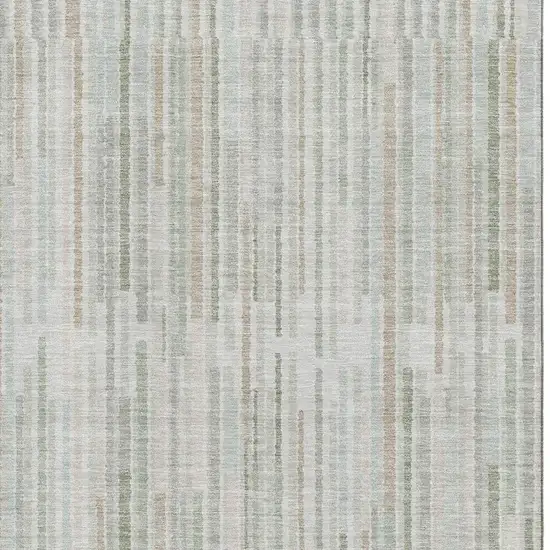 Sage And Ivory Striped Washable Area Rug With UV Protection Photo 3