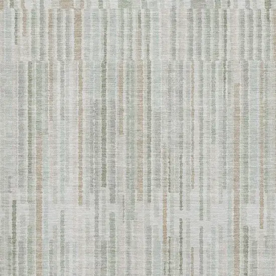 Sage And Ivory Striped Washable Area Rug With UV Protection Photo 3