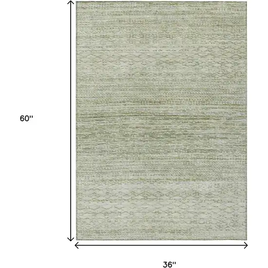 Sage And Ivory Striped Washable Indoor Outdoor Area Rug Photo 9