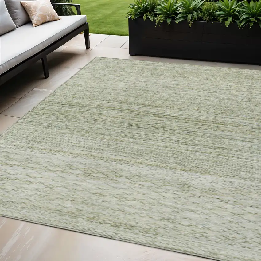 Sage And Ivory Striped Washable Indoor Outdoor Area Rug Photo 2