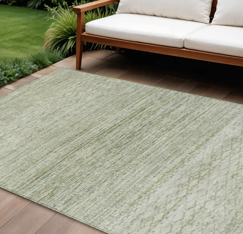 Sage And Ivory Striped Washable Indoor Outdoor Area Rug Photo 2