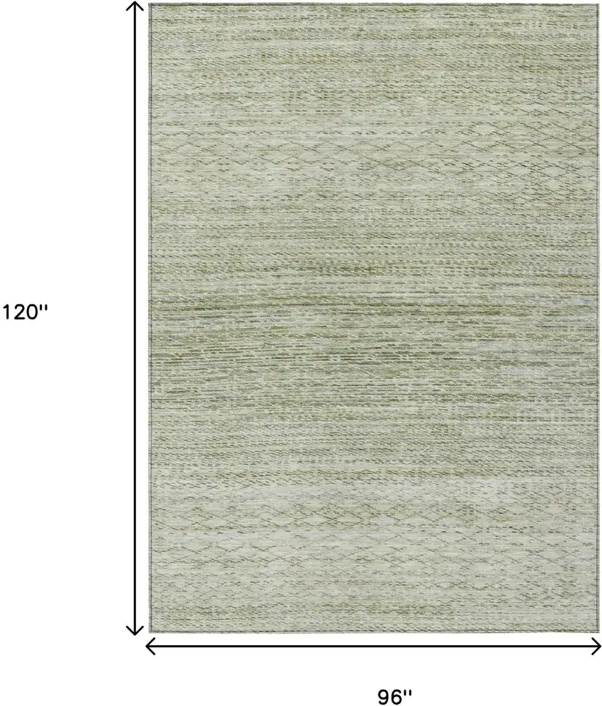 Sage And Ivory Striped Washable Indoor Outdoor Area Rug Photo 9