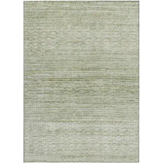 Sage And Ivory Striped Washable Indoor Outdoor Area Rug Photo 3