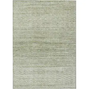 Photo of Sage And Ivory Striped Washable Indoor Outdoor Area Rug
