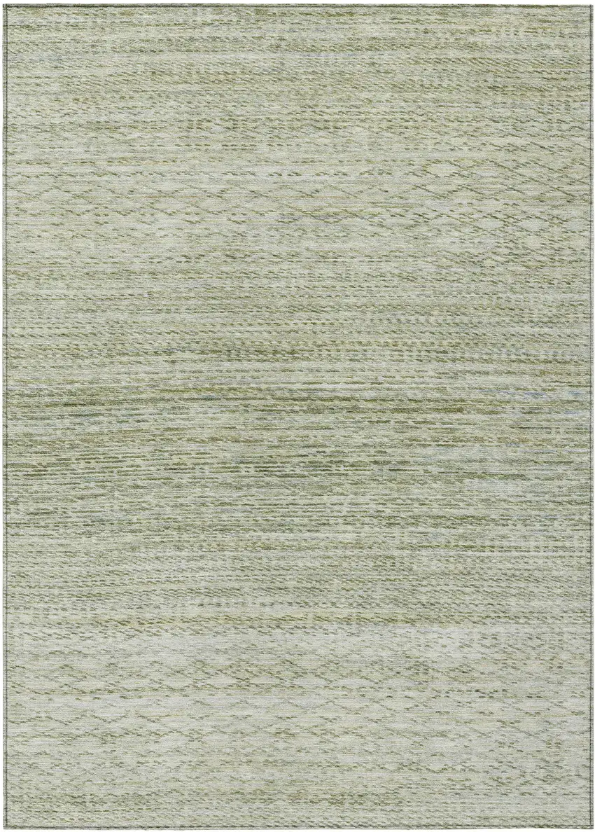 Sage And Ivory Striped Washable Indoor Outdoor Area Rug Photo 1