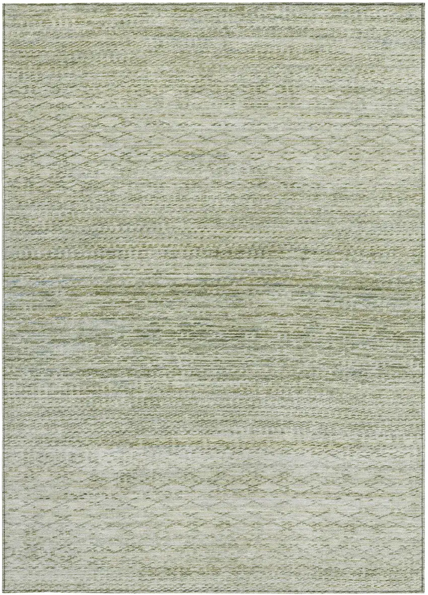 Sage And Ivory Striped Washable Indoor Outdoor Area Rug Photo 3