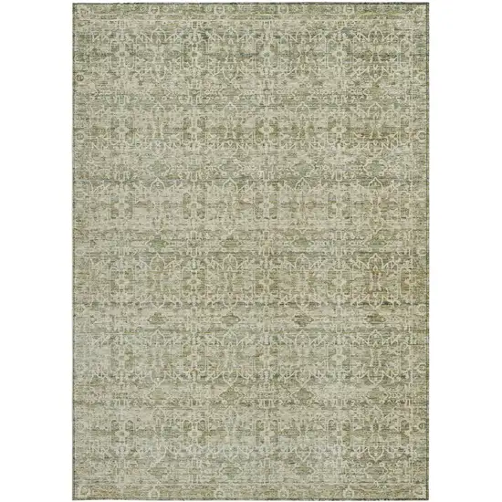 Sage And Ivory Striped Washable Indoor Outdoor Area Rug Photo 3
