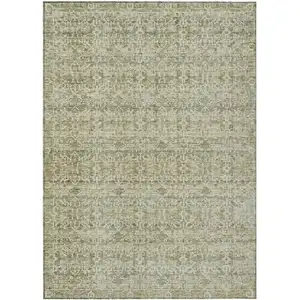 Photo of Sage And Ivory Striped Washable Indoor Outdoor Area Rug