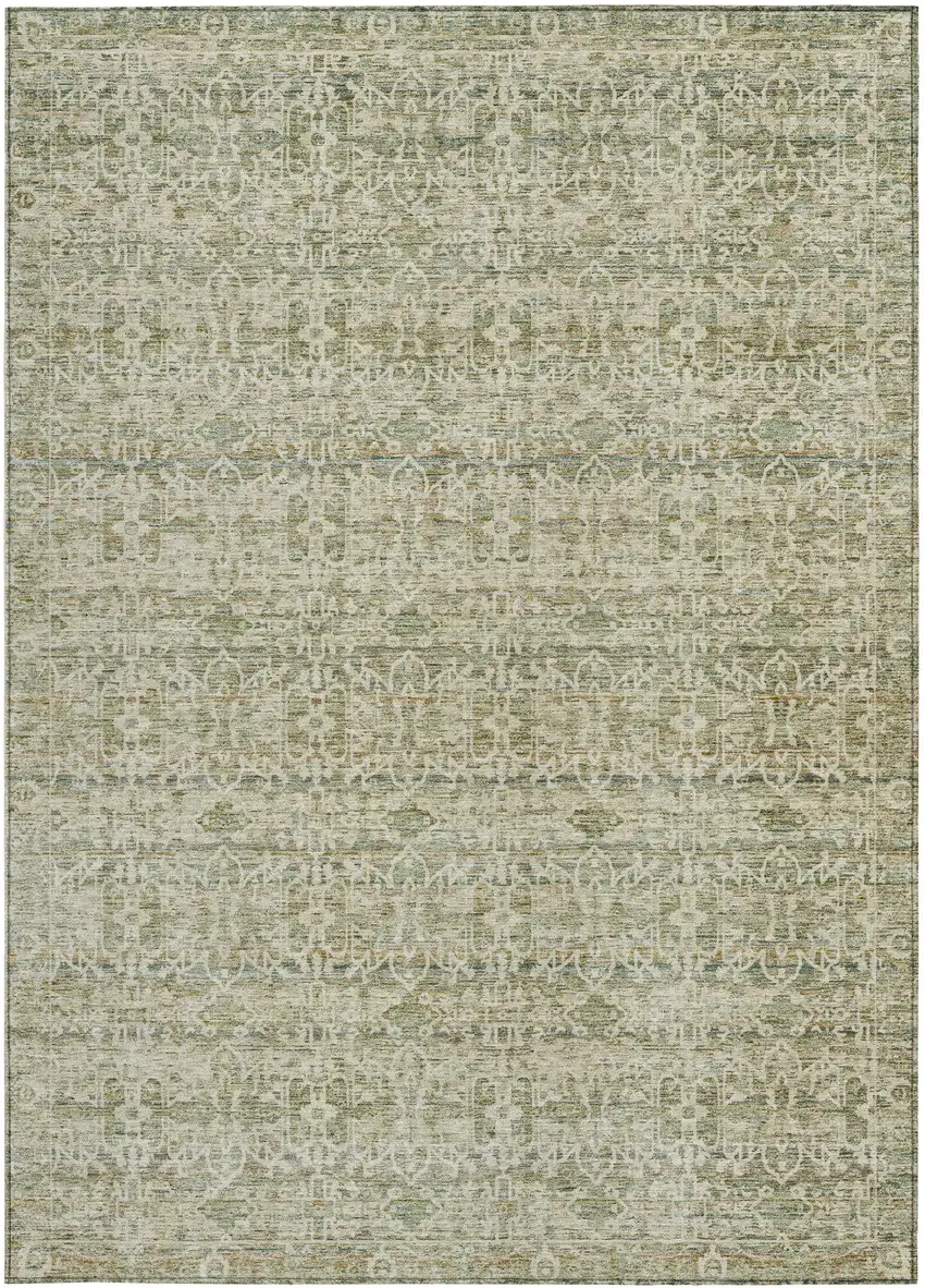 Sage And Ivory Striped Washable Indoor Outdoor Area Rug Photo 3