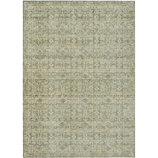 Sage And Ivory Striped Washable Indoor Outdoor Area Rug Photo 1