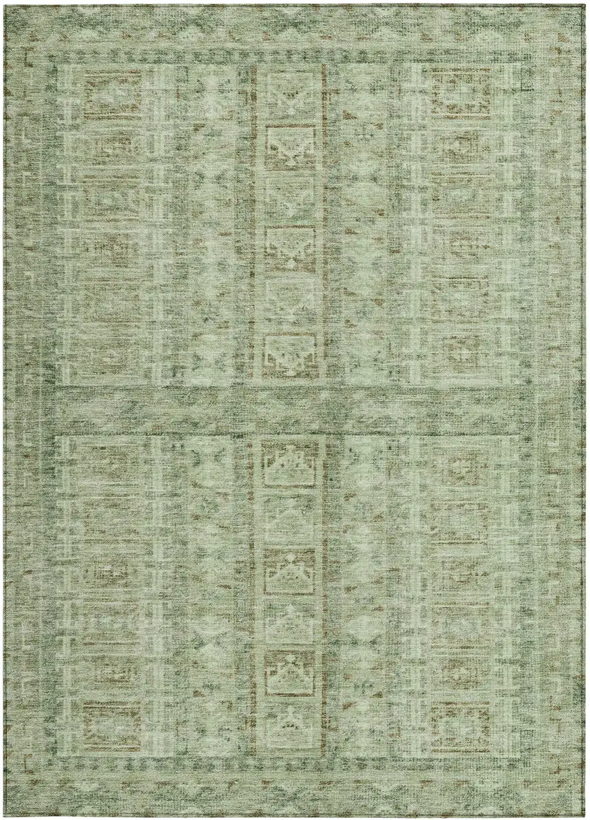 Sage And Ivory Striped Washable Indoor Outdoor Area Rug Photo 4