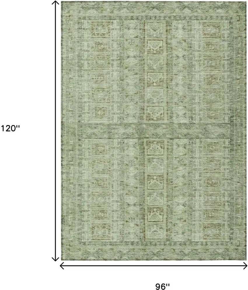 Sage And Ivory Striped Washable Indoor Outdoor Area Rug Photo 9
