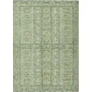 Photo of Sage And Ivory Striped Washable Indoor Outdoor Area Rug