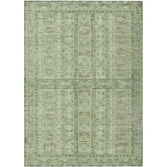 Sage And Ivory Striped Washable Indoor Outdoor Area Rug Photo 1