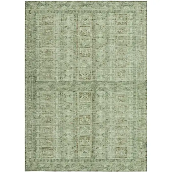 Sage And Ivory Striped Washable Indoor Outdoor Area Rug Photo 3
