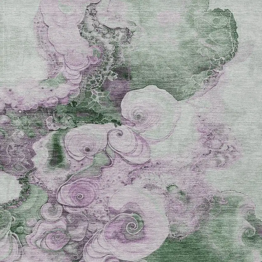 Sage And Lavender Abstract Washable Indoor Outdoor Area Rug Photo 3