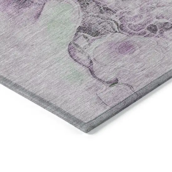 Sage And Lavender Abstract Washable Indoor Outdoor Area Rug Photo 6