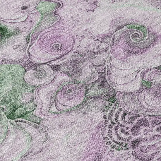Sage And Lavender Abstract Washable Indoor Outdoor Area Rug Photo 9