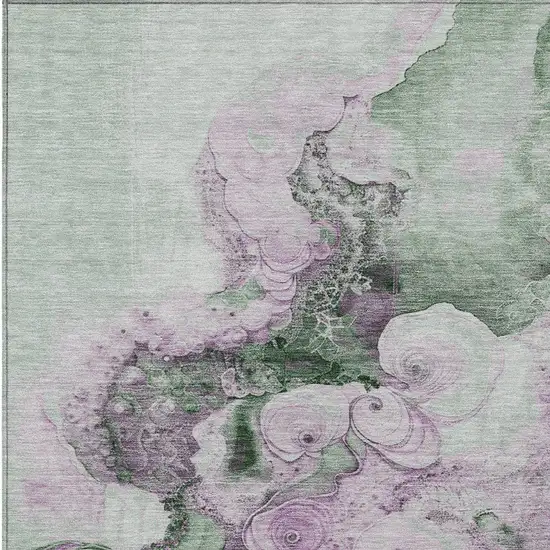 Sage And Lavender Abstract Washable Indoor Outdoor Area Rug Photo 7