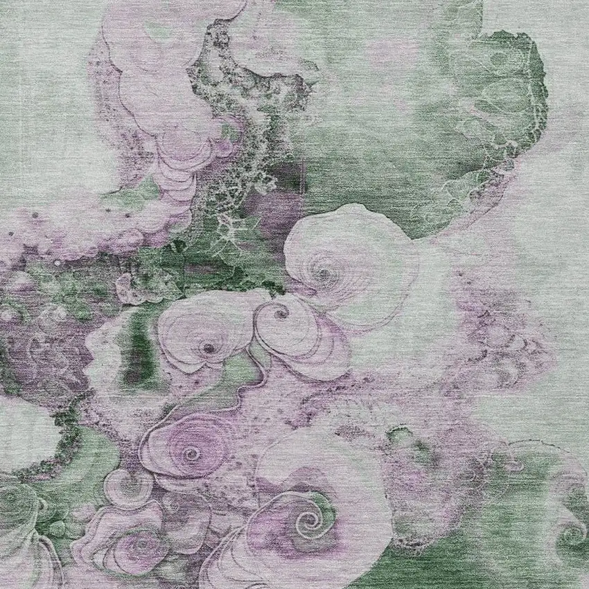 Sage And Lavender Abstract Washable Indoor Outdoor Area Rug Photo 3