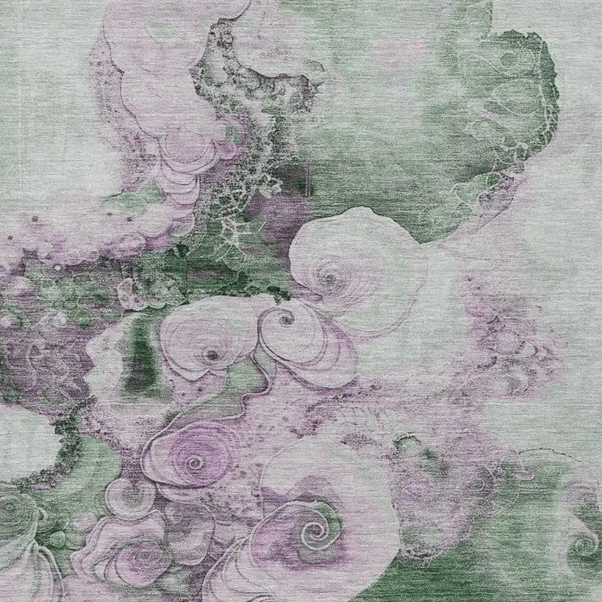 Sage And Lavender Abstract Washable Indoor Outdoor Area Rug Photo 3