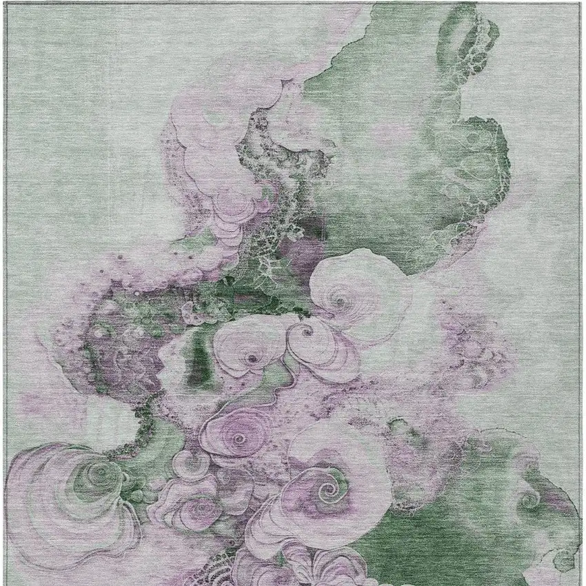 Sage And Lavender Abstract Washable Indoor Outdoor Area Rug Photo 4