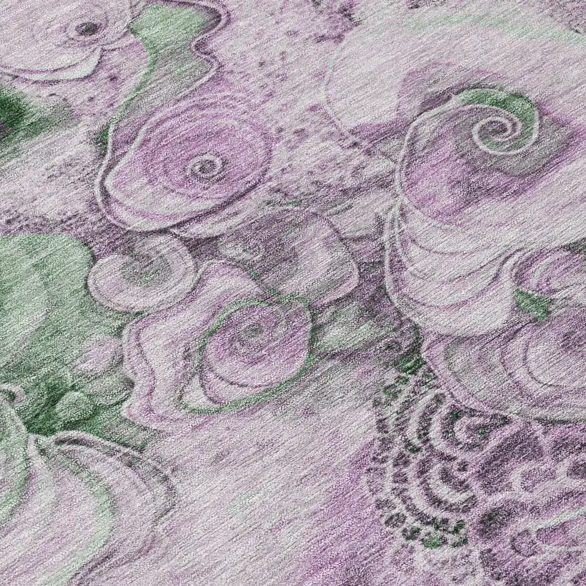 Sage And Lavender Abstract Washable Indoor Outdoor Area Rug Photo 9