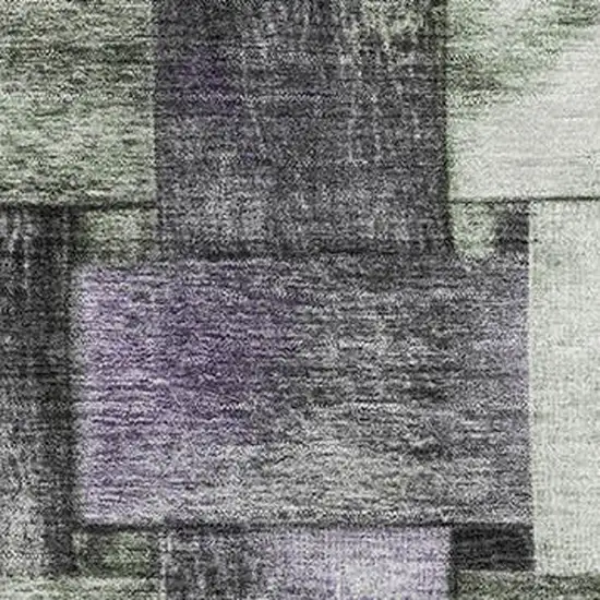 Sage And Lavender Striped Washable Area Rug With UV Protection Photo 3