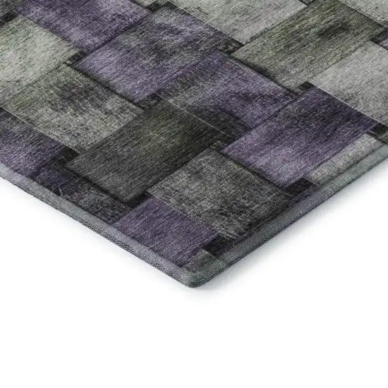 Sage And Lavender Striped Washable Area Rug With UV Protection Photo 7