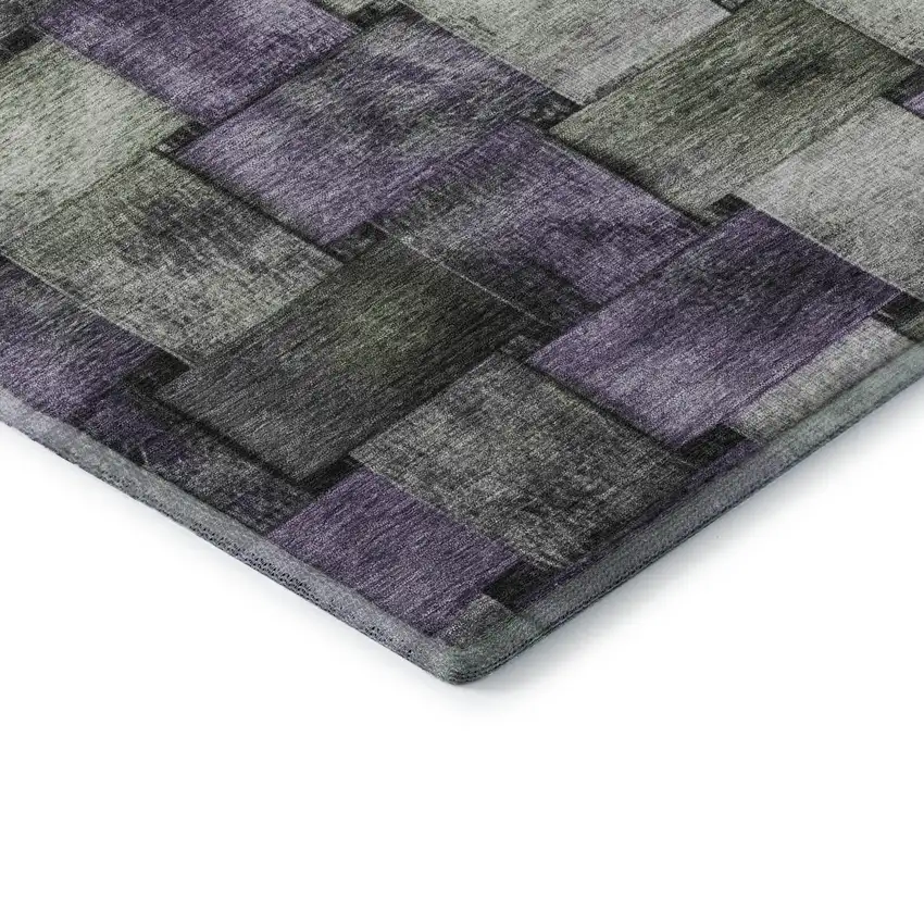 Sage And Lavender Striped Washable Area Rug With UV Protection Photo 7