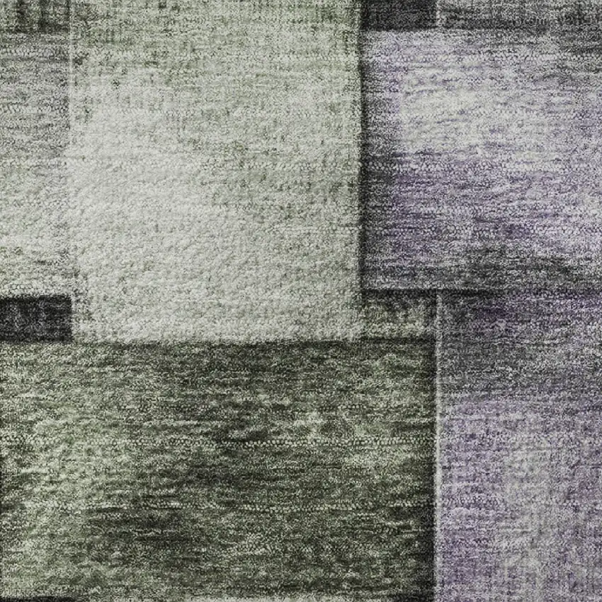 Sage And Lavender Striped Washable Area Rug With UV Protection Photo 9