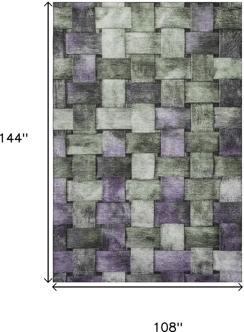Sage And Lavender Striped Washable Area Rug With UV Protection Photo 9