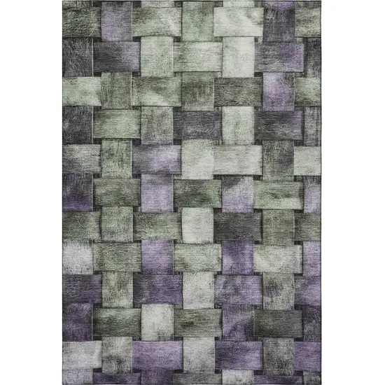 Sage And Lavender Striped Washable Area Rug With UV Protection Photo 4