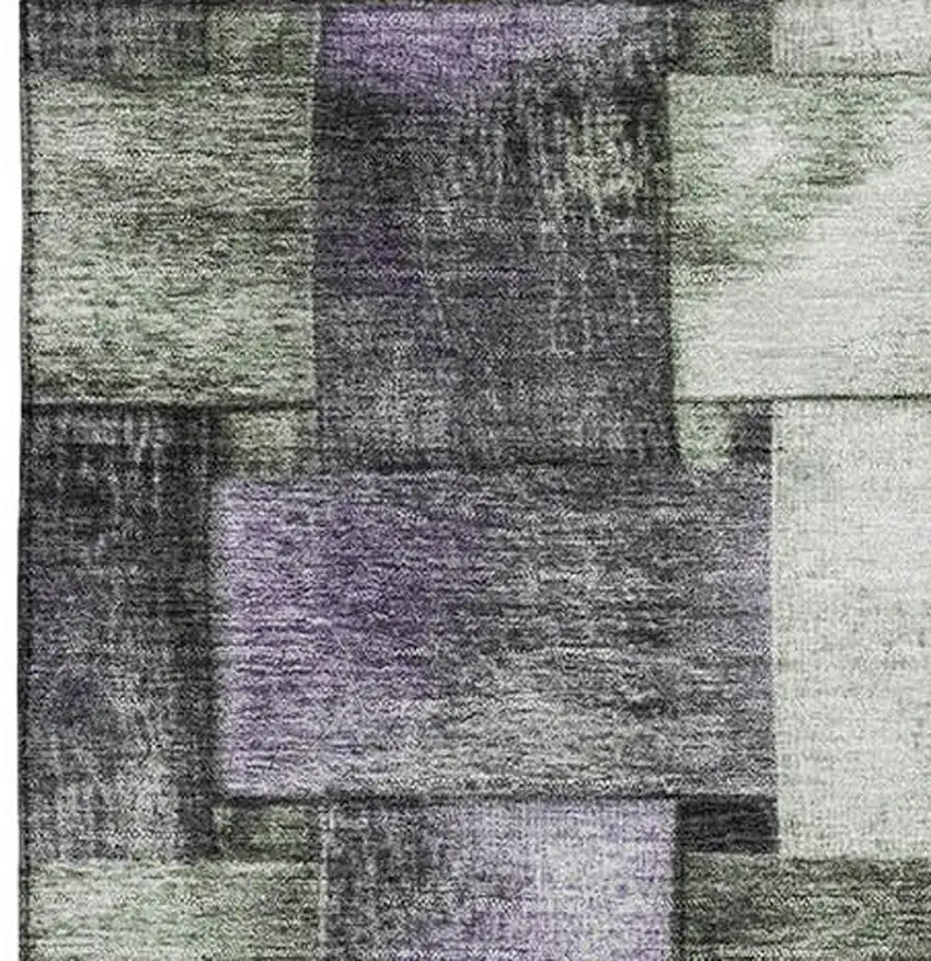 Sage And Lavender Striped Washable Area Rug With UV Protection Photo 4