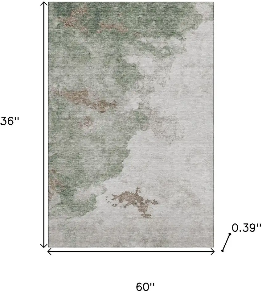 Sage And Linen Abstract Washable Area Rug With UV Protection Photo 9