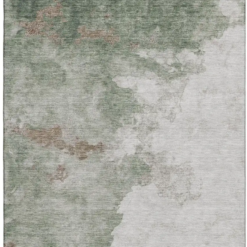 Sage And Linen Abstract Washable Area Rug With UV Protection Photo 3
