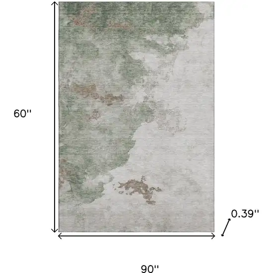 Sage And Linen Abstract Washable Area Rug With UV Protection Photo 9