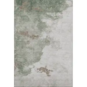 Photo of Sage And Linen Abstract Washable Area Rug With UV Protection