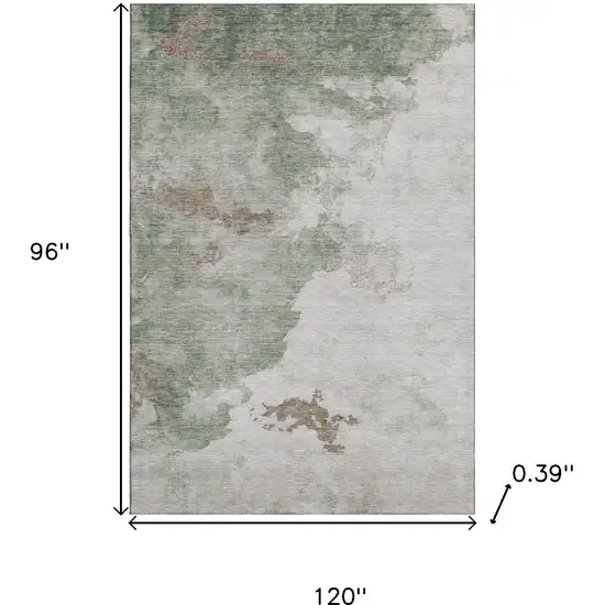Sage And Linen Abstract Washable Area Rug With UV Protection Photo 9