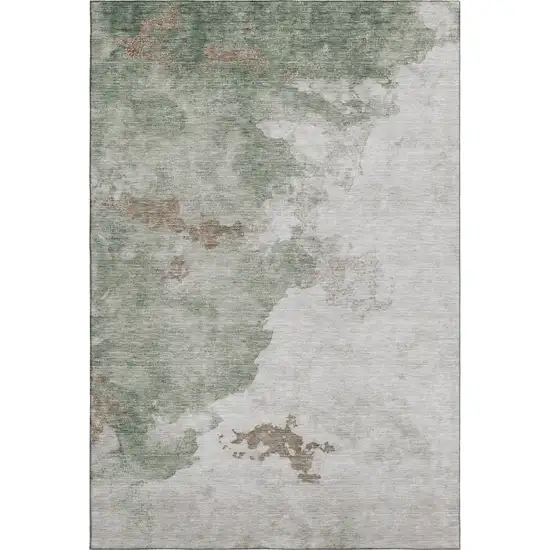 Sage And Linen Abstract Washable Area Rug With UV Protection Photo 1