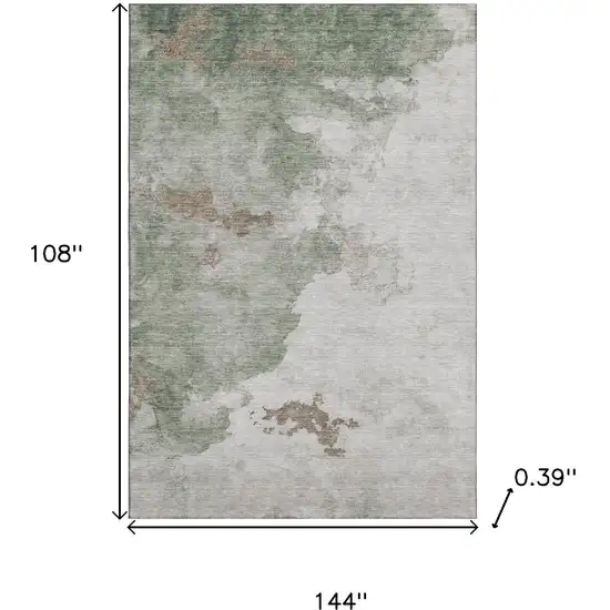 Sage And Linen Abstract Washable Area Rug With UV Protection Photo 9