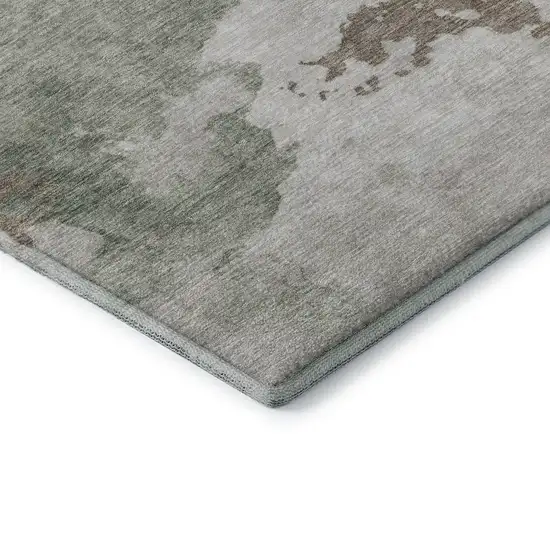 Sage And Linen Abstract Washable Area Rug With UV Protection Photo 7